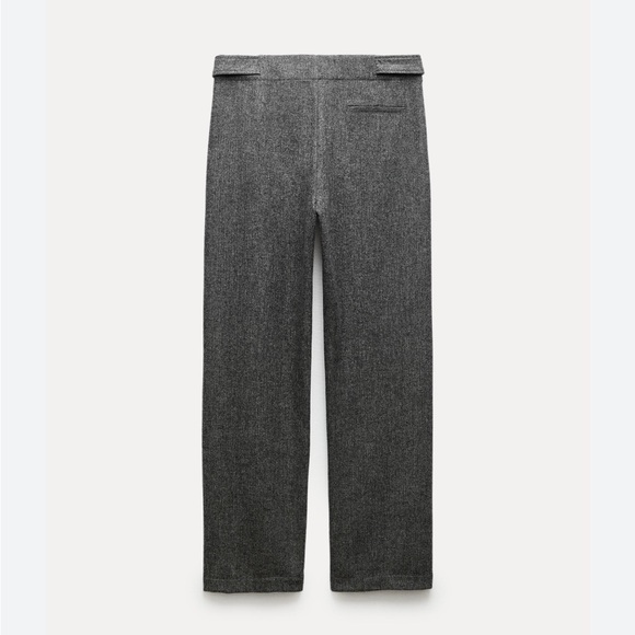 Zara Wool Blend Wide Leg Mid Rise Pants ZW Collection Gray Marl size XS NWT - Picture 11 of 16